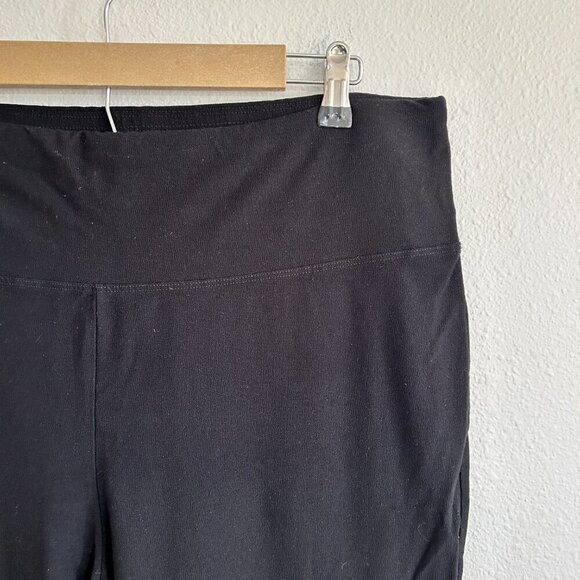 Eileen Fisher Crepe Ankle Pants Black Tapered Leg Pull On Wide Waistband - Picture 2 of 8